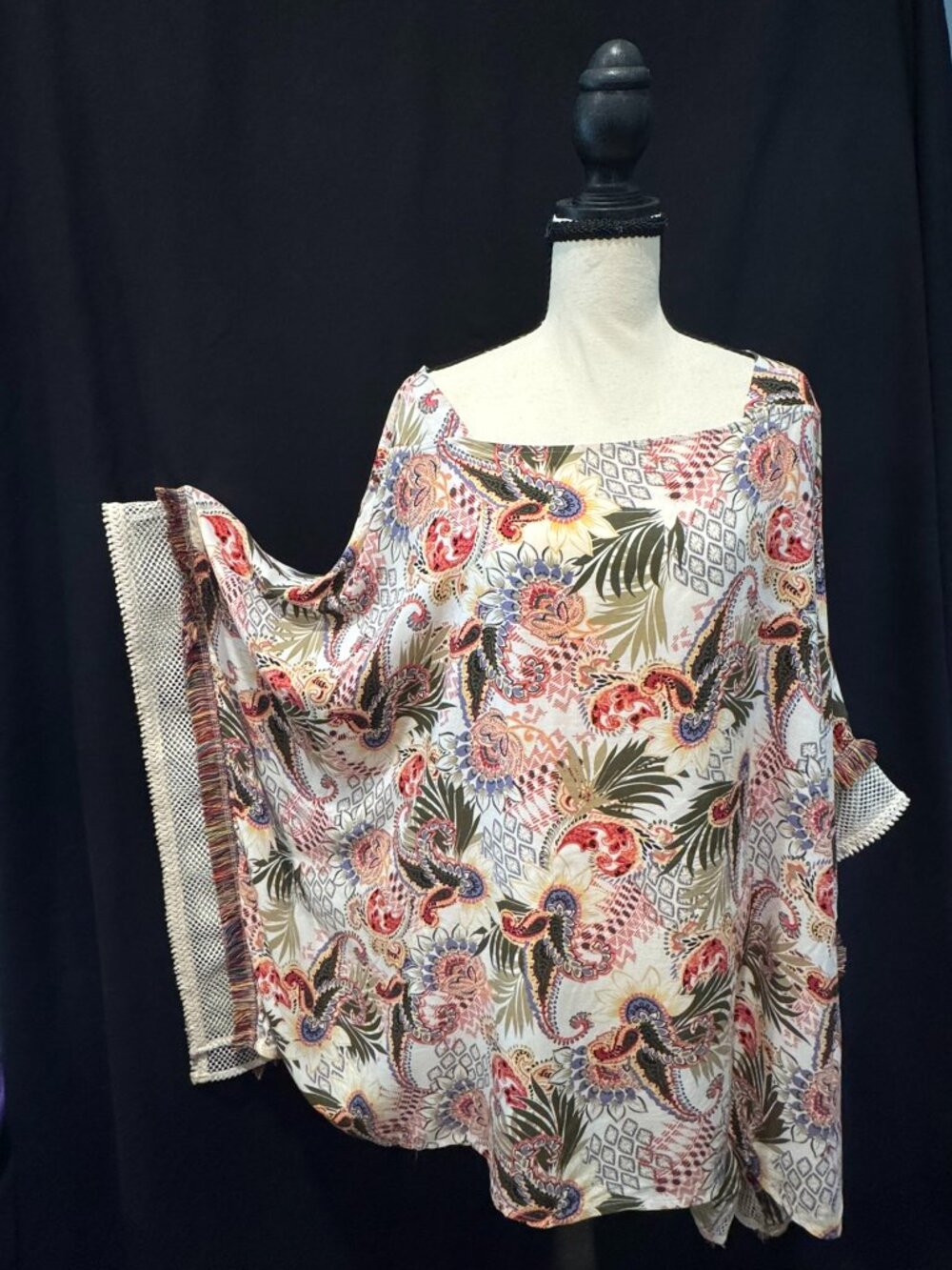 Chico’s Multicolor Floral & Paisley Poncho Tunic, Size L/XL